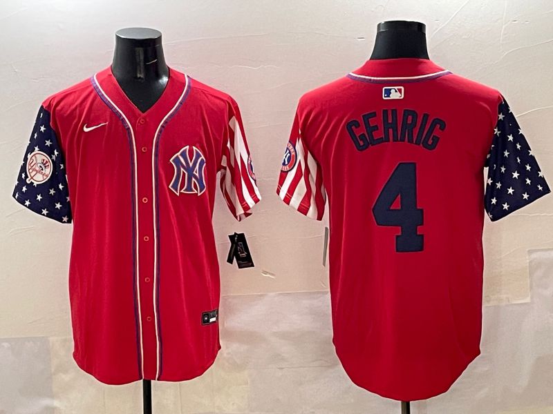 Men New York Yankees #4 Gehrig Red a generation of national flags Jointly Name 2025 Nike MLB Jersey style 5->new york yankees->MLB Jersey